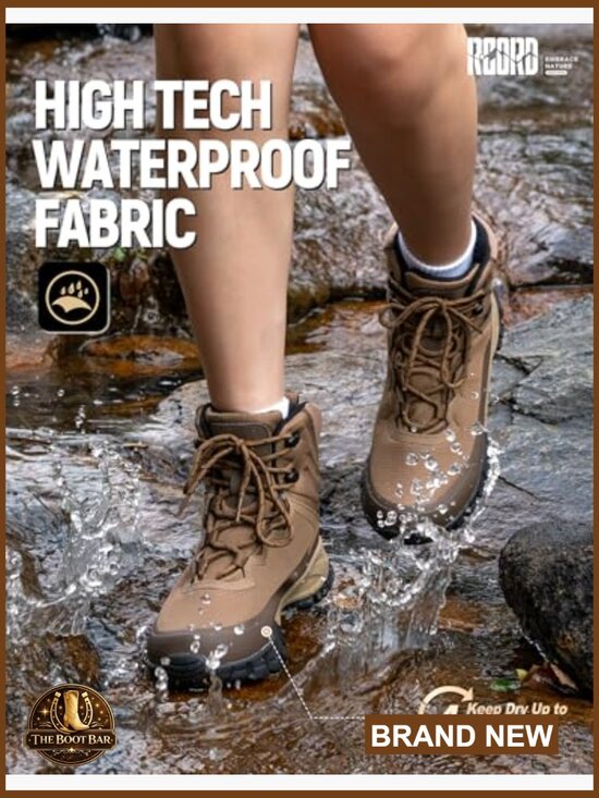 OUTJET Hiking Boots Men Waterproof Ankle Support Backpacking  Waterproof Hiking Boots Ankle Support Non-slip Trekking Shoes Durable Outdoor